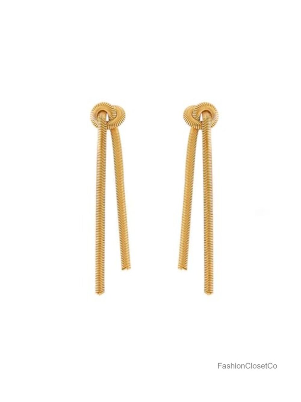 Gold PlatedTassel Dangle Earrings Snake Chain Statement Boho